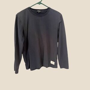AIOPESON Womens Navy Blue 100% Cotton Long Sleeve Crewneck T-Shirt Size S